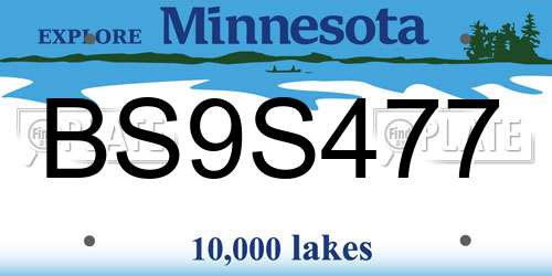 BS9S477 Minnesota License Plate