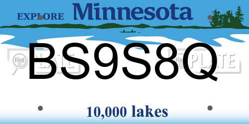 BS9S8Q Minnesota License Plate
