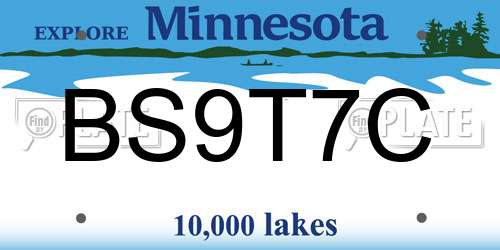 BS9T7C Minnesota License Plate