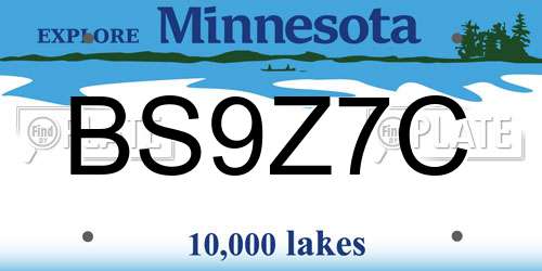 BS9Z7C Minnesota License Plate