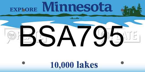 BSA795 Minnesota License Plate