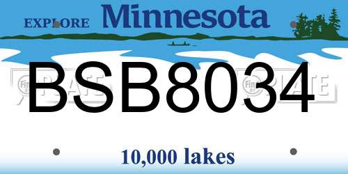 BSB8034 Minnesota License Plate
