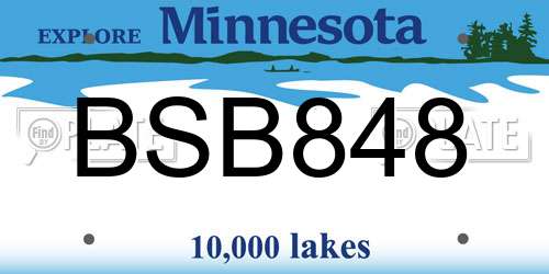 BSB848 Minnesota License Plate