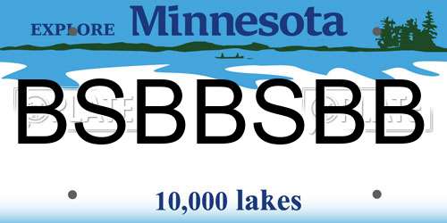 BSBBSBB Minnesota License Plate