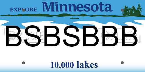 BSBSBBB Minnesota License Plate
