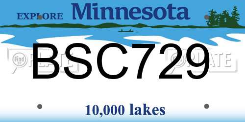 BSC729 Minnesota License Plate