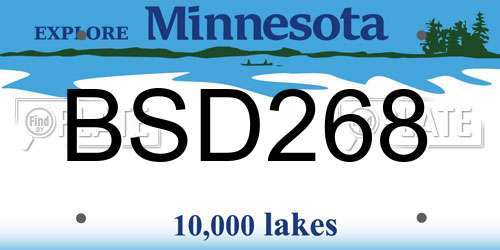 BSD268 Minnesota License Plate
