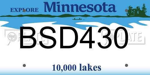 BSD430 Minnesota License Plate