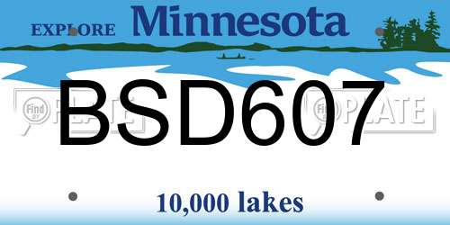 BSD607 Minnesota License Plate