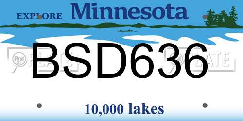 BSD636 Minnesota License Plate