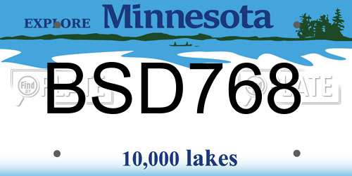 BSD768 Minnesota License Plate