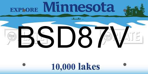 BSD87V Minnesota License Plate