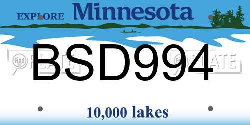 BSD994 Minnesota License Plate