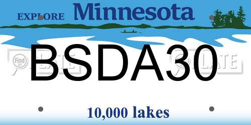 BSDA30 Minnesota License Plate