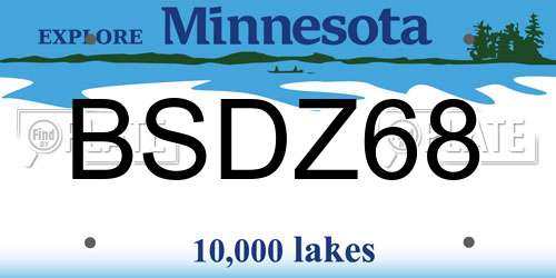 BSDZ68 Minnesota License Plate