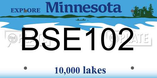 BSE102 Minnesota License Plate
