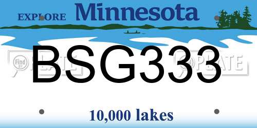 BSG333 Minnesota License Plate