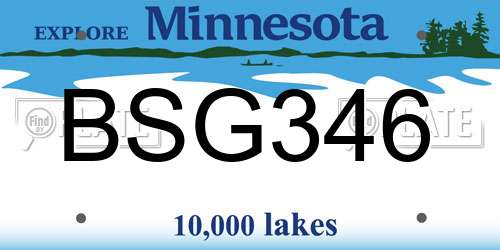 BSG346 Minnesota License Plate