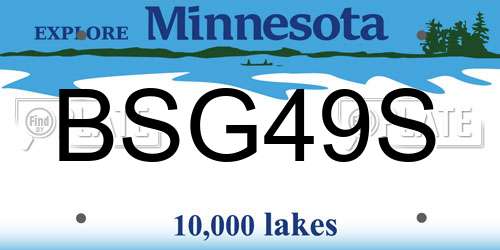 BSG49S Minnesota License Plate