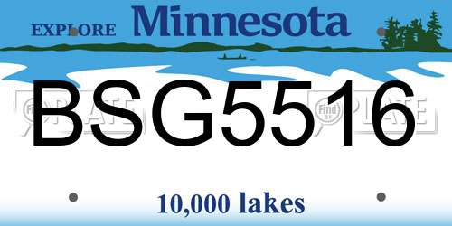 BSG5516 Minnesota License Plate