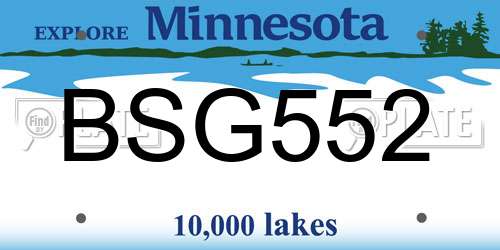 BSG552 Minnesota License Plate
