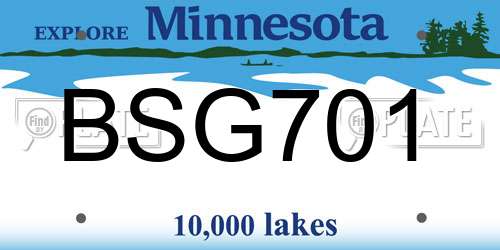 BSG701 Minnesota License Plate