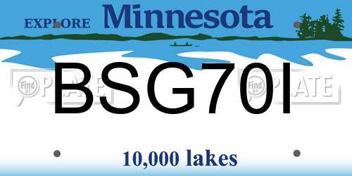 BSG70I Minnesota License Plate