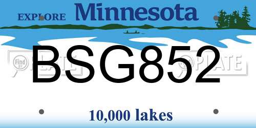 BSG852 Minnesota License Plate