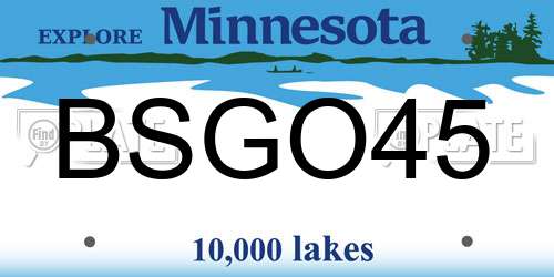 BSGO45 Minnesota License Plate