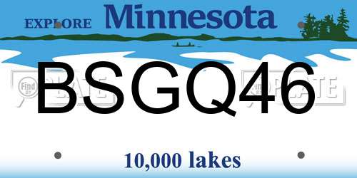 BSGQ46 Minnesota License Plate
