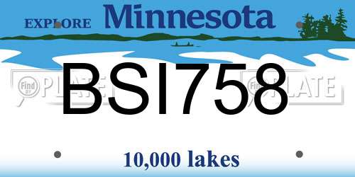 BSI758 Minnesota License Plate
