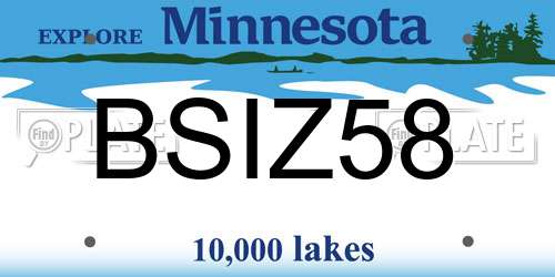 BSIZ58 Minnesota License Plate