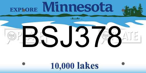 BSJ378 Minnesota License Plate