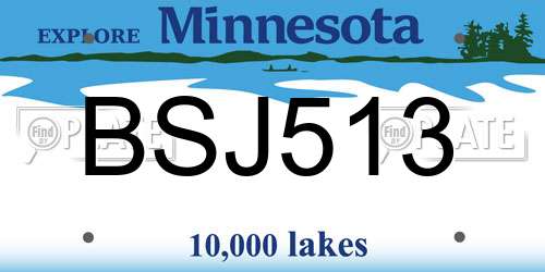 BSJ513 Minnesota License Plate