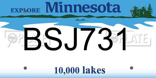 BSJ731 Minnesota License Plate
