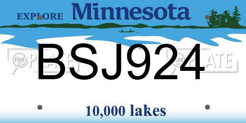 BSJ924 Minnesota License Plate