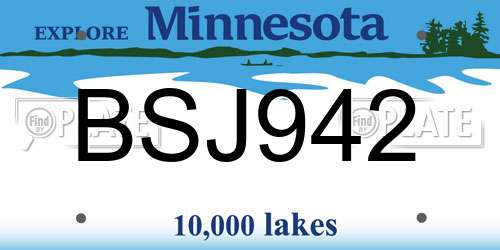 BSJ942 Minnesota License Plate