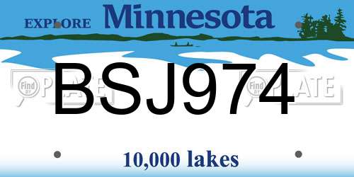 BSJ974 Minnesota License Plate
