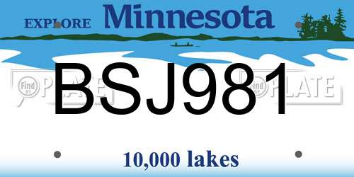 BSJ981 Minnesota License Plate