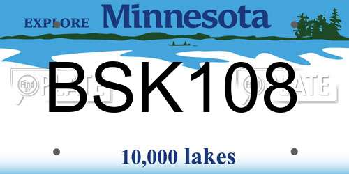 BSK108 Minnesota License Plate
