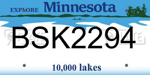BSK2294 Minnesota License Plate
