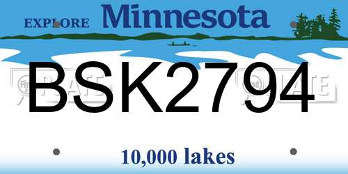 BSK2794 Minnesota License Plate
