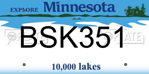 BSK351 Minnesota License Plate