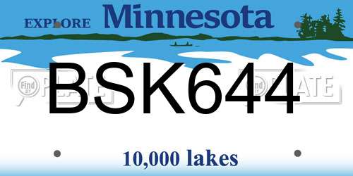 BSK644 Minnesota License Plate