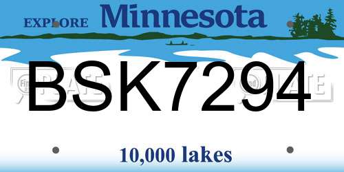 BSK7294 Minnesota License Plate