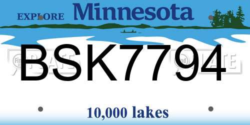 BSK7794 Minnesota License Plate