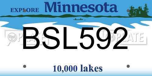 BSL592 Minnesota License Plate