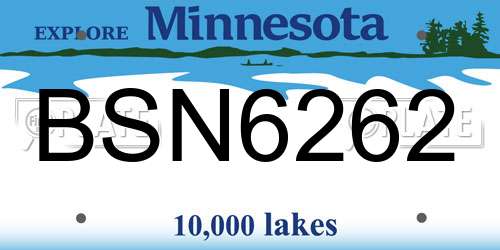 BSN6262 Minnesota License Plate