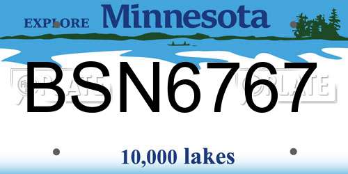 BSN6767 Minnesota License Plate