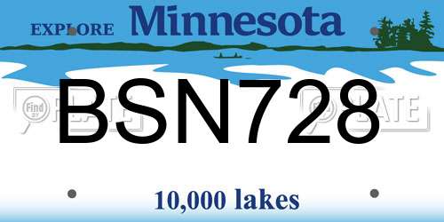 BSN728 Minnesota License Plate